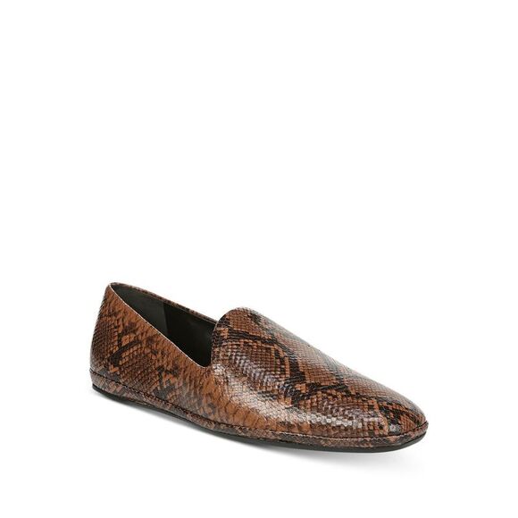 VINCE. Shoes - VINCE. Womens Brown Snake Paz Square Toe Slip On Leather Loafers Shoes 5.5 M